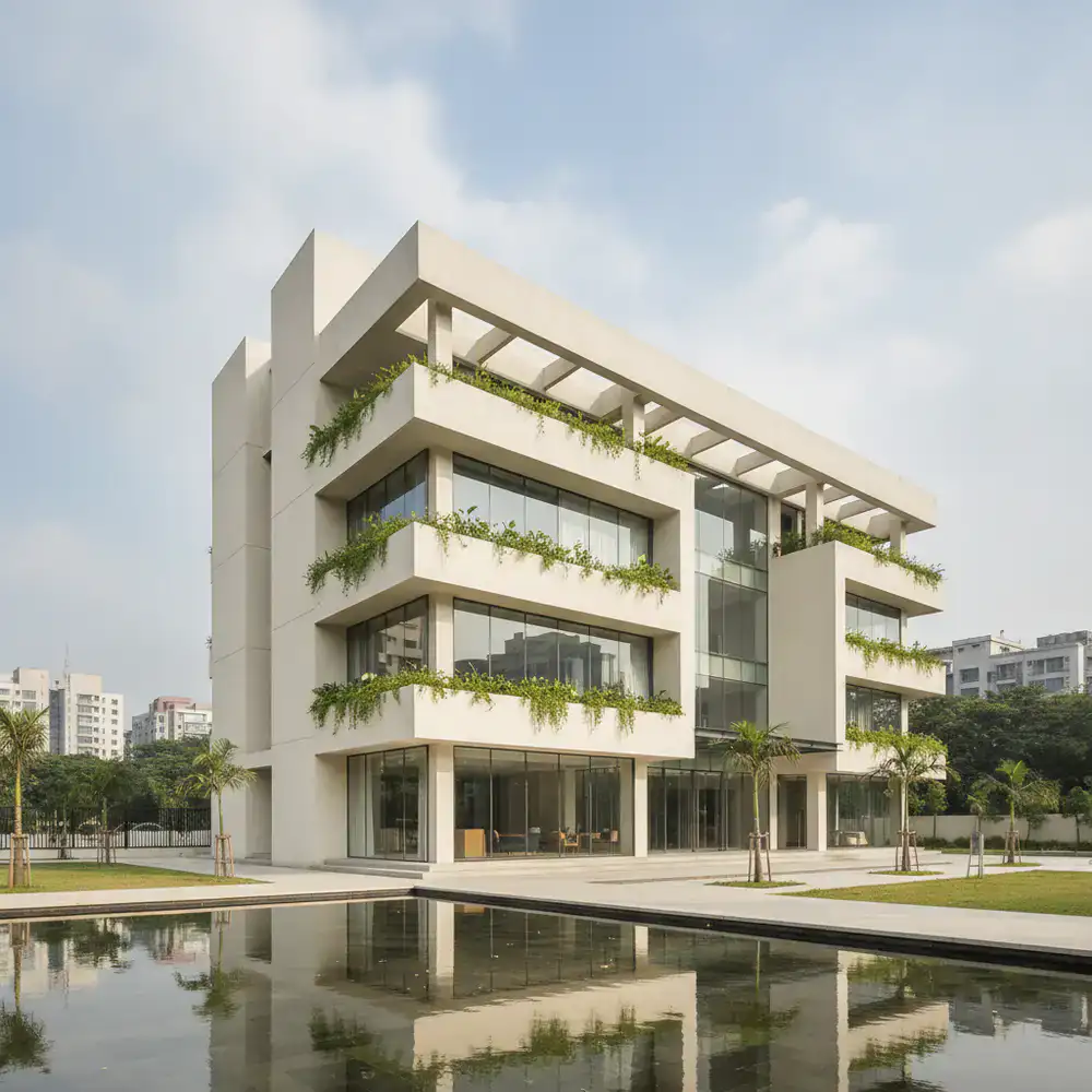 Exterior view of the calm and modern SimpleMarket Sleep building in Dhanmondi, Dhaka